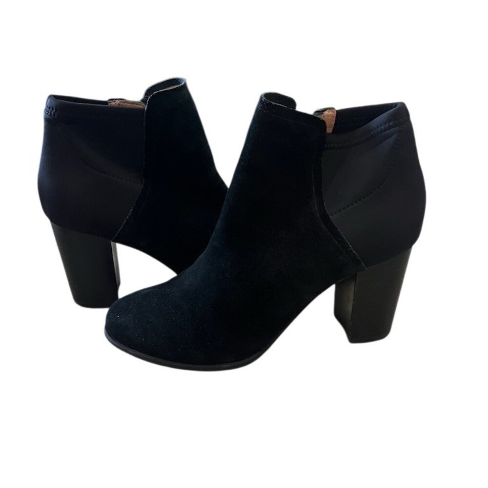 Vionic Whitney Ankle Booties Womens Size 6 Black Side Zip Block Heel